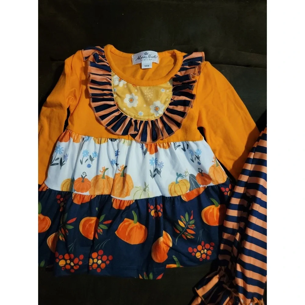 Marie nicole boutique outfit pumpkin fall Halloween size XXS 6 12 months